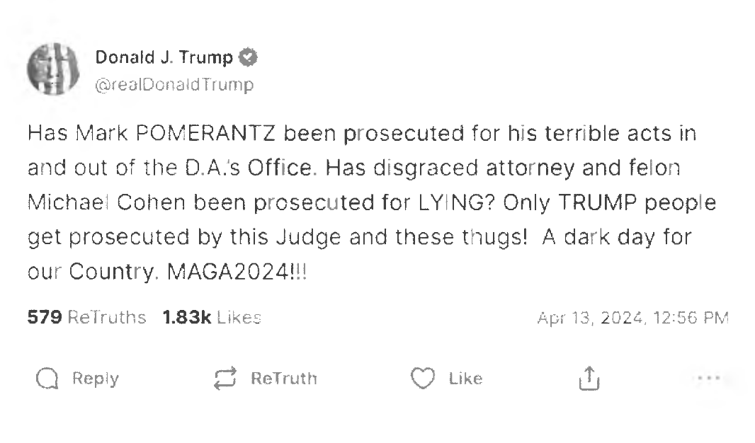 KlasfeldReports's tweet photo. One of Bragg's assistants included these Truth Social posts from Trump, and others, as exhibits.

Related filing. https://t.co/eAKFzNWJ8j https://t.co/kEEUYSRVDG