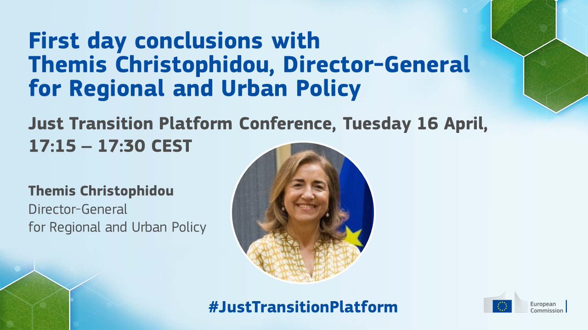 Join us in 1 hour for a crucial session at the #JustTransitionPlatform Conference! 🕒 We'll be sharing the insightful first-day conclusions with @ChristophidouEU. Tune in at 17:15 and let's move towards a fair and green transition! #JustTransition 
app.swapcard.com/event/9th-just…