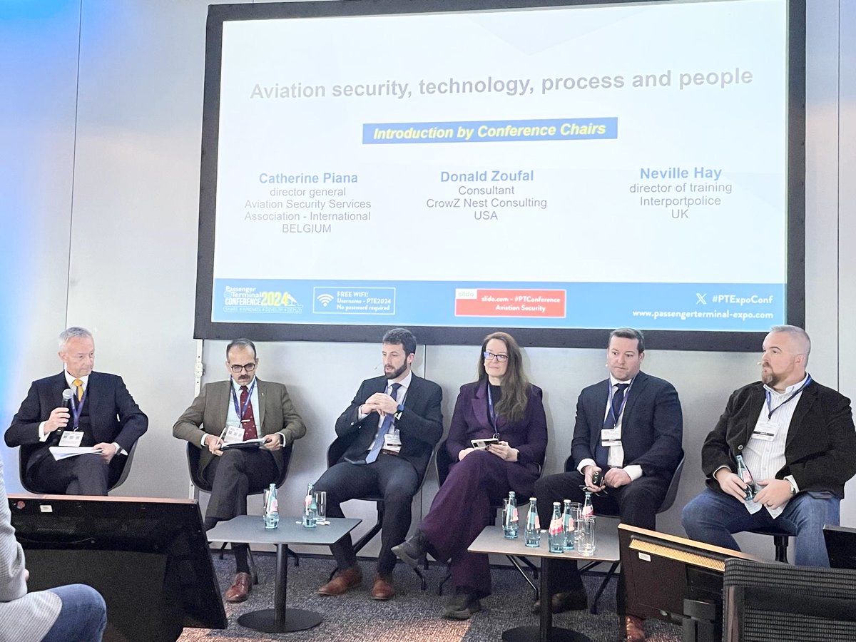 ACI World (@aciworld) on Twitter photo Our VP, Thomas Romig, joined the panel 'Is Aviation Security at a Crossroads?' at #PTExpoConf w/ Ajesh Verma <a href="/NIAirport/">Noida International Airport</a>, Matthew Vaughan, Director <a href="/IATA/">IATA</a>, <a href="/NorstromPauline/">Pauline Norstrom</a>, CEO <a href="/Anekanta2/">Anekanta® AI and Anekanta® Consulting</a> & Stephen Dempsey <a href="/amazon/">Amazon</a>, moderated by Neville Hay <a href="/INTERPORTPOLICE/">INTERPORTPOLICE</a>. <a href="/lf_oliveira1/">Luis Felipe de Oliveira</a> <a href="/PTExpo/">Passenger Terminal Expo & Conference</a> Our VP, Thomas Romig, joined the panel 'Is Aviation Security at a Crossroads?' at #PTExpoConf w/ Ajesh Verma <a href="/NIAirport/">Noida International Airport</a>, Matthew Vaughan, Director <a href="/IATA/">IATA</a>, <a href="/NorstromPauline/">Pauline Norstrom</a>, CEO <a href="/Anekanta2/">Anekanta® AI and Anekanta® Consulting</a> & Stephen Dempsey <a href="/amazon/">Amazon</a>, moderated by Neville Hay <a href="/INTERPORTPOLICE/">INTERPORTPOLICE</a>. <a href="/lf_oliveira1/">Luis Felipe de Oliveira</a> <a href="/PTExpo/">Passenger Terminal Expo & Conference</a>