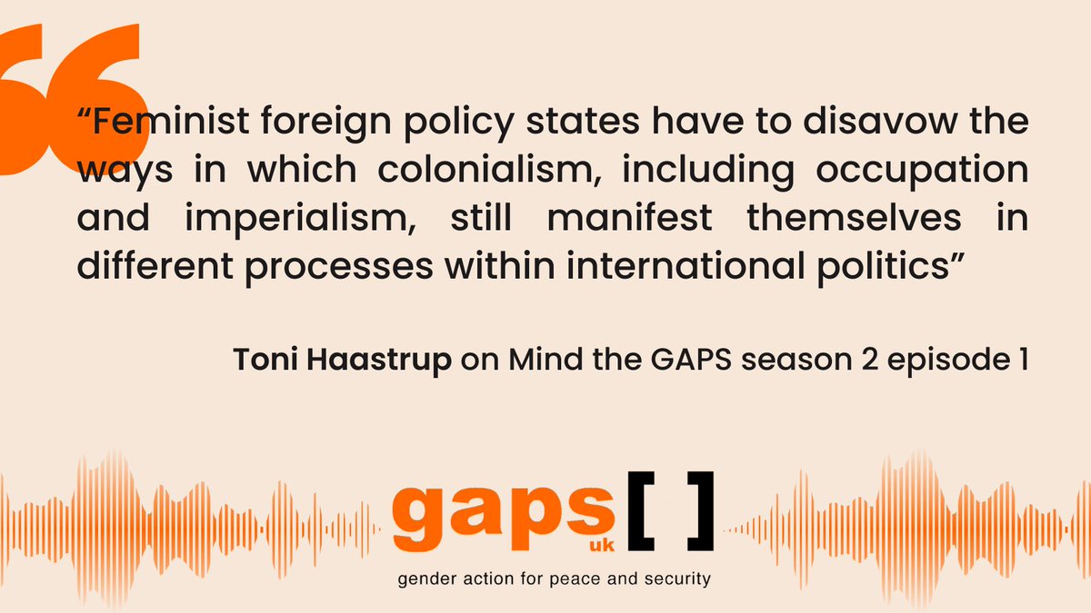 Can #FeministForeignPolicy be more than sleek branding?

Join @ToniHaastrup & @achesonray on the 1st episode of Mind the GAPS season 2 for a hard-hitting conversation on FFP - covering Palestine, arms sales, settler colonialism & nukes

📻👇
open.spotify.com/episode/24XAwz…