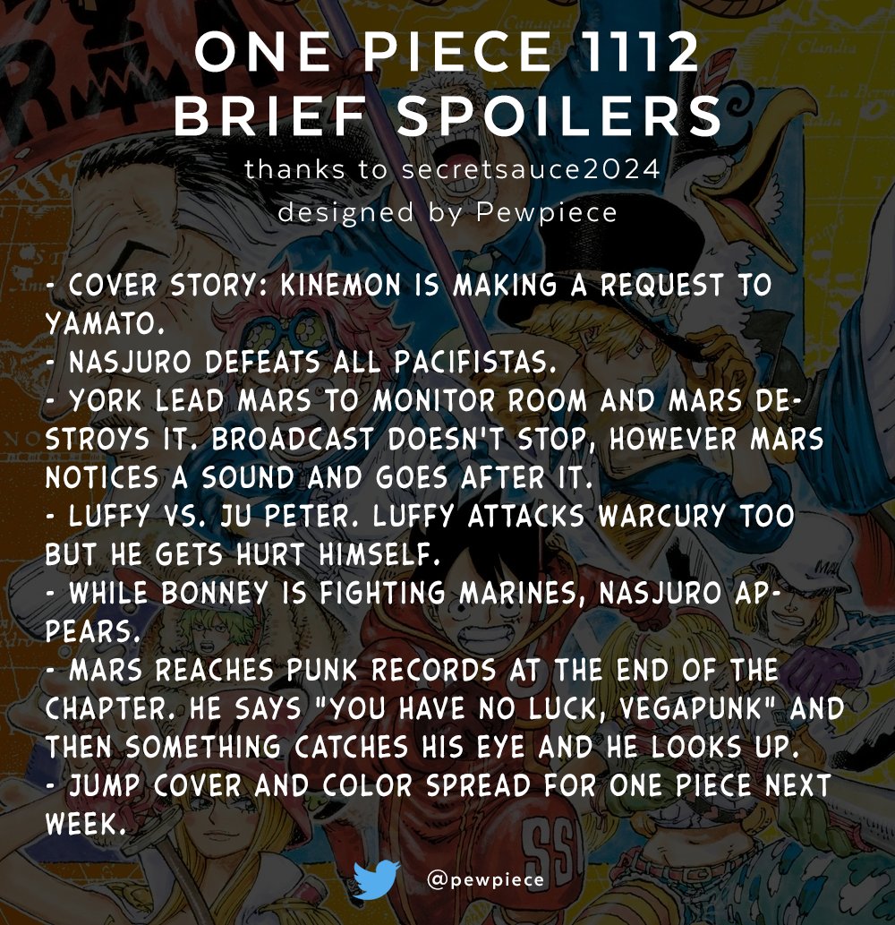 #ONEPIECE #ONEPIECE1112 BRIEF SPOILERS FOR ONEPIECE 1112 WE ARE SO BACK .. ( via : Secretsauce2024 )