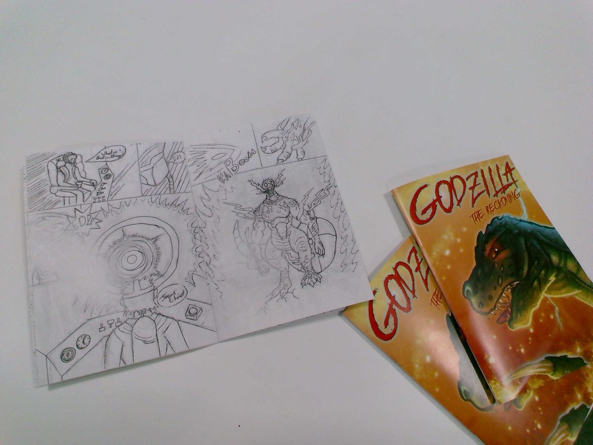 OutwoodHaydock's tweet photo. #ComicClub members have been busy producing their final draft of their first Comic / Manga.

The first from Adam who has designed and drawn an amazing version of Godzilla!  
#teamhaydock #outwoodfamily #itswhoiam #enrichment https://t.co/SuVYvxBQjL