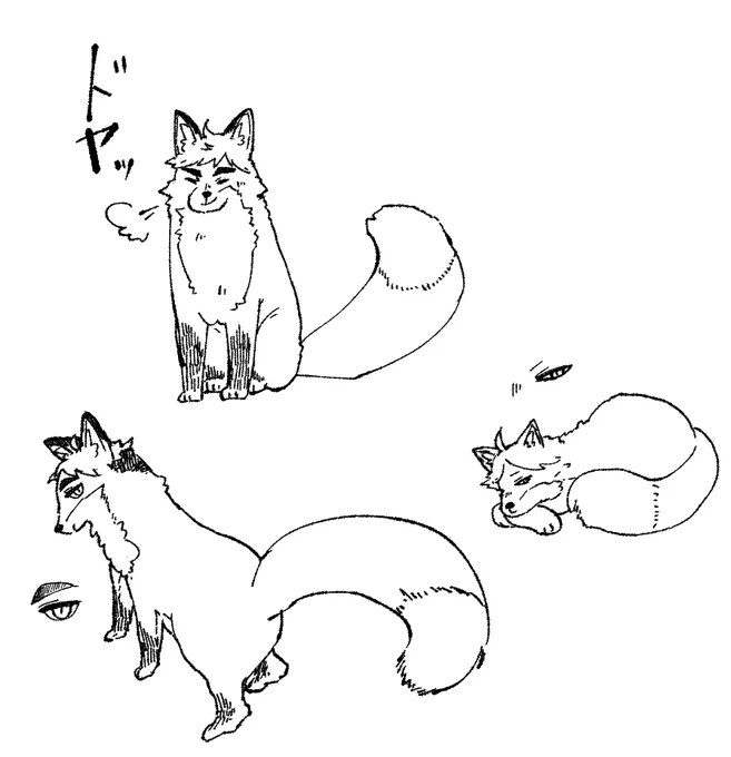 きつねざきで描きたいネタまとまってきたんだけど、前のぬいぐるみみたいなのより、やっぱりある程度脚長い方が可愛く見えてきたから練習…けもむず…… 