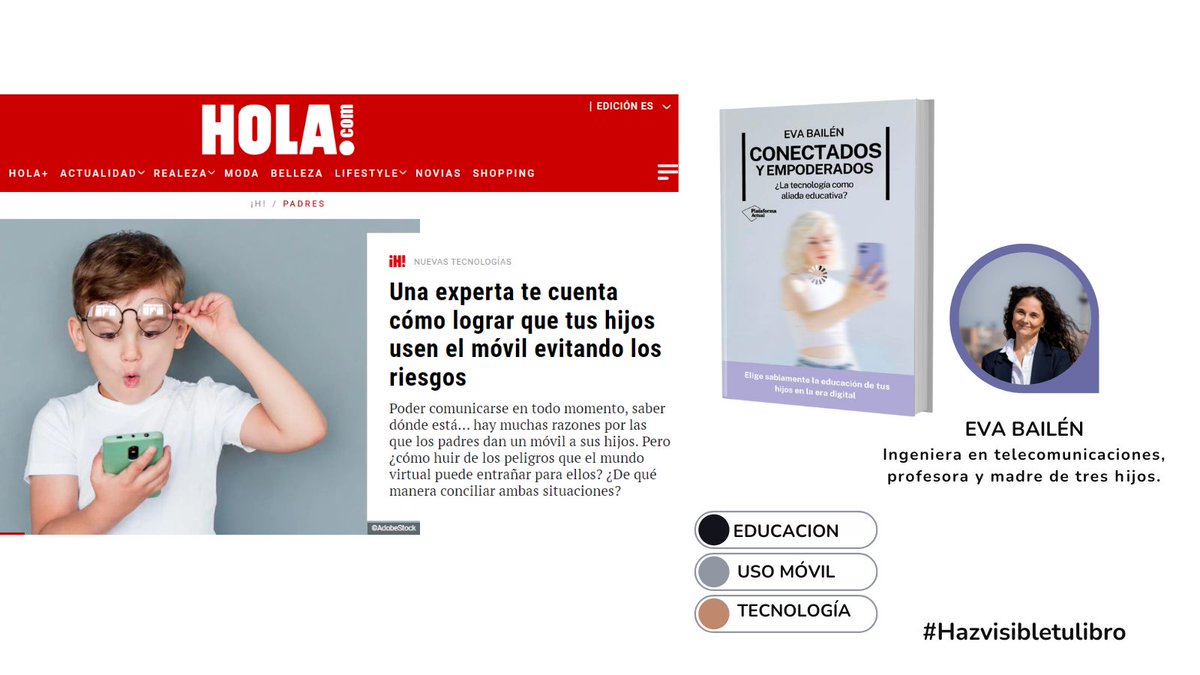 🎤 Eva Bailén en su libro 📘 'Conectados y empoderados' nos cuenta cómo lograr que tus hijos usen el móvil evitando riesgos. Entrevista de  @terrygragera @hola  tinyurl.com/5bndz6ff
#educación #movil #libro #hazvisibletulibro