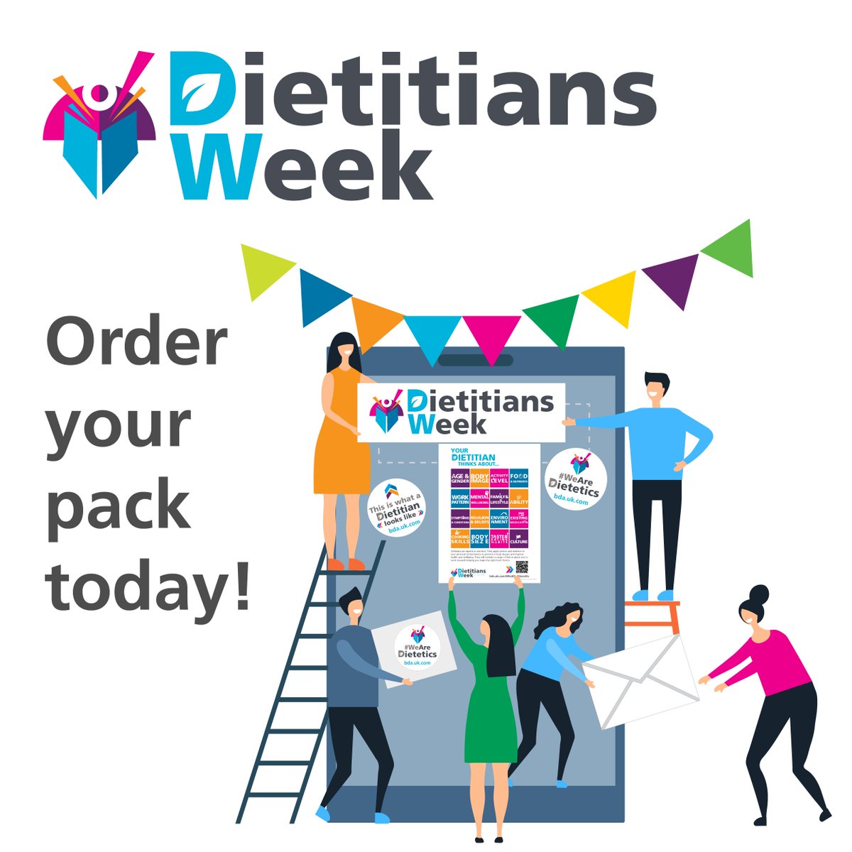 🥳 This Dietitians Week (3-7 June), we have 1000 branded merch packs available for FREE, to support you in creating an event or display in your department and to support you with promoting your role to others. Members, order your free pack 👉 bda.uk.com/shop.html?sort…

#DW2024