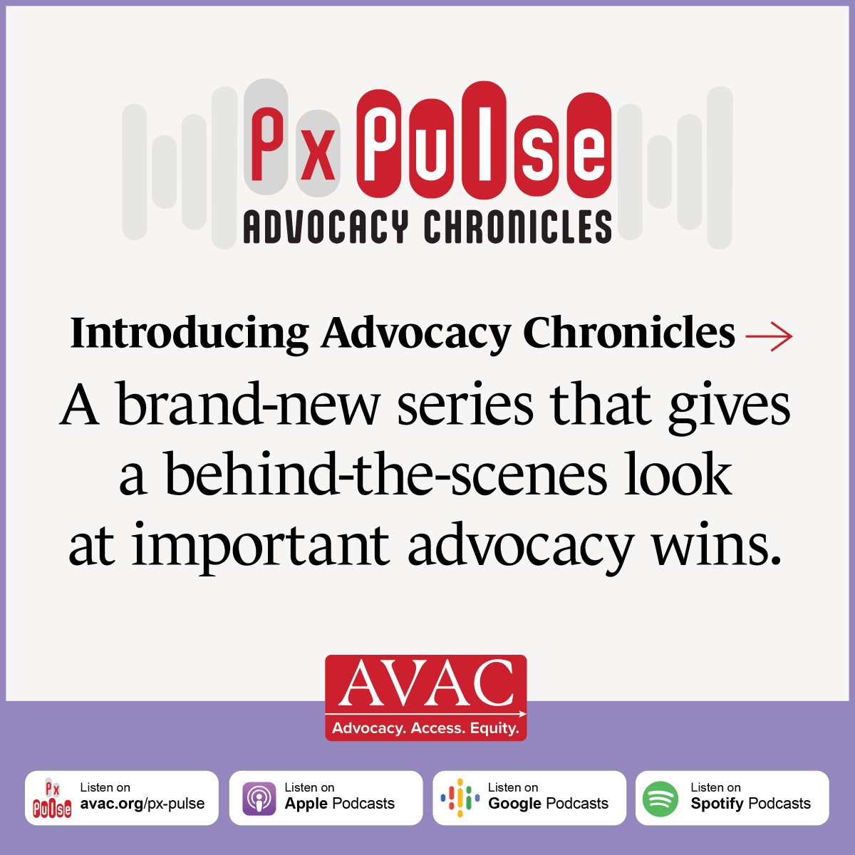 HIVpxresearch's tweet photo. The #AdvocacyChronicles is a brand-new podcast series from #PxPulse that takes a behind-the-scenes look at important advocacy wins with the community leaders that made them a reality. Learn more about the series, and check out the premiere episode only at https://t.co/tcyfmumPCx https://t.co/XJM3PfVoQx