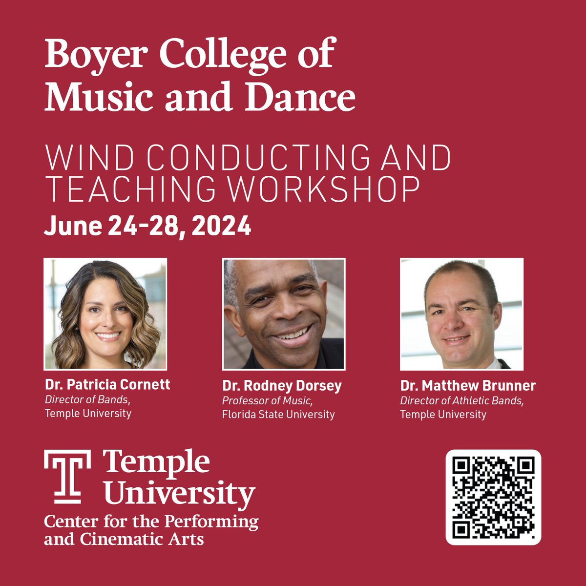 Our Wind Conducting and Teaching Workshop returns this summer! Conductors and educators of all levels are welcome. Learn more and register now at boyer.temple.edu/conductingwork….