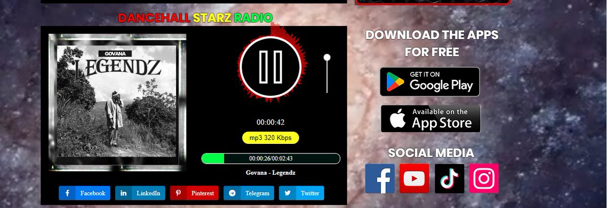 SaveDancehall's tweet image. Dancehall Starz Radio
🔊Jetzt läuft⏯ Govana - Legendz @ reggae-universe.com/#DancehallStar… @ReggaeStarz_RSR @RSR_ENT_GROUPUK @reggaeunivrse @reggaeunrecords @reggaeunivrsetv #Wurzeln #fangen #Reggae #soca #Tanzsaal #LiebhaberRocken #Jamaika #iranisch #StromReggaeUniversum🌍