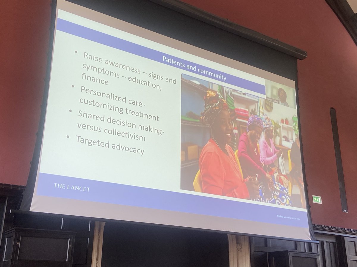 Miriam Mutebi points out that 70% of deaths from cancer occur in low/middle income countries, while those same countries receive only 5% of global cancer resources.