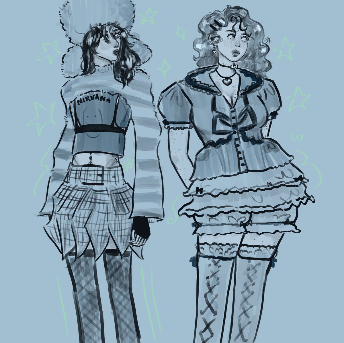 lily and sirius in some fun outfits bcs i have artblock and silly clothes help #marauders #lilyevans #siriusblack