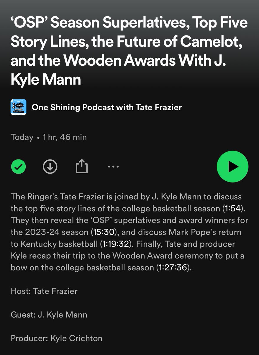 The @oneshiningpod season superlatives, top five storylines, and the future of Camelot with @jkylemann plus our special @WoodenAward recap featuring @TomShady300! What a fun year, excited for an eventful offseason, and appreciate all the love Listen: open.spotify.com/episode/2ieldO…