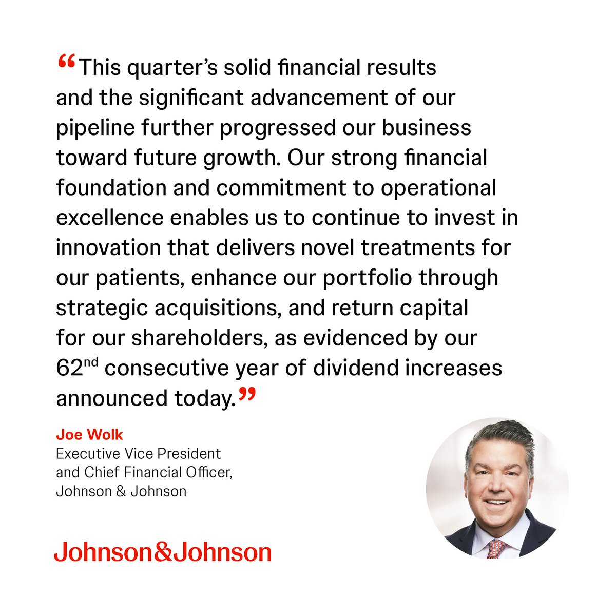 Joe Wolk, Executive Vice President and Chief Financial Officer, #JNJ, on our Q1 2024 #earnings and financial performance. $JNJ