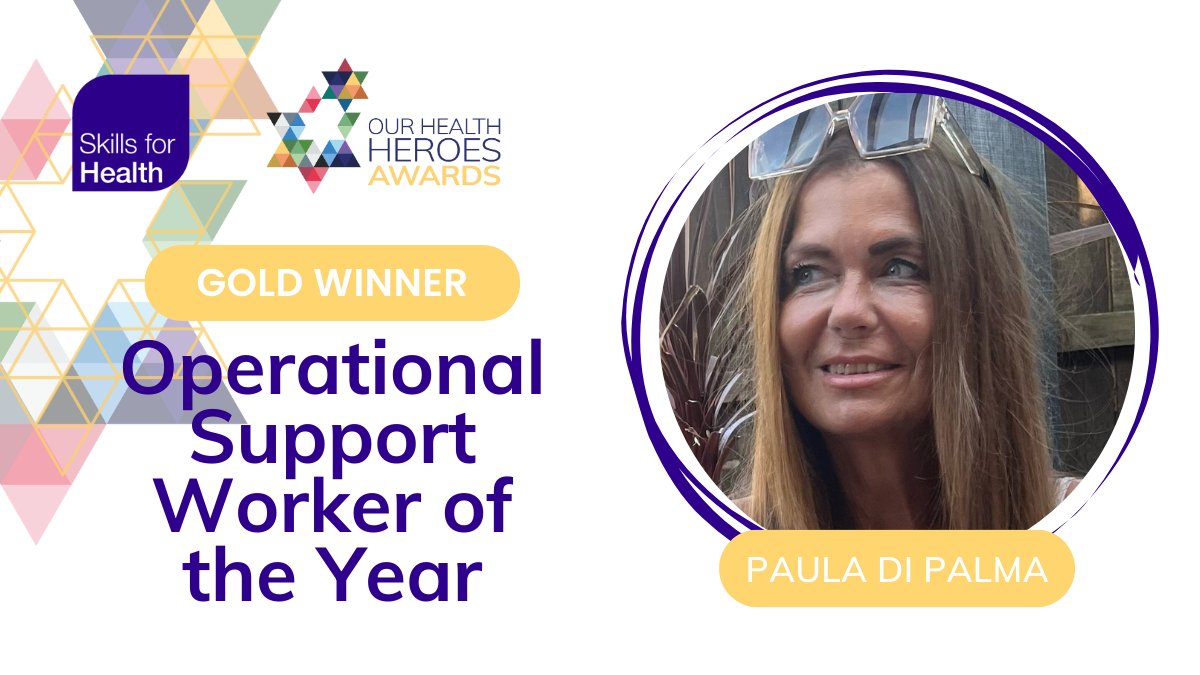This year’s #OurHealthHeroes Operational Support Worker of the Year Gold WINNER is Housekeeping Manager Paula di Palma from @St_Raphs, whose inclusive approach and thoughtful gestures foster warmth and belonging within the hospice community 🥇 Congrats Paula 💙