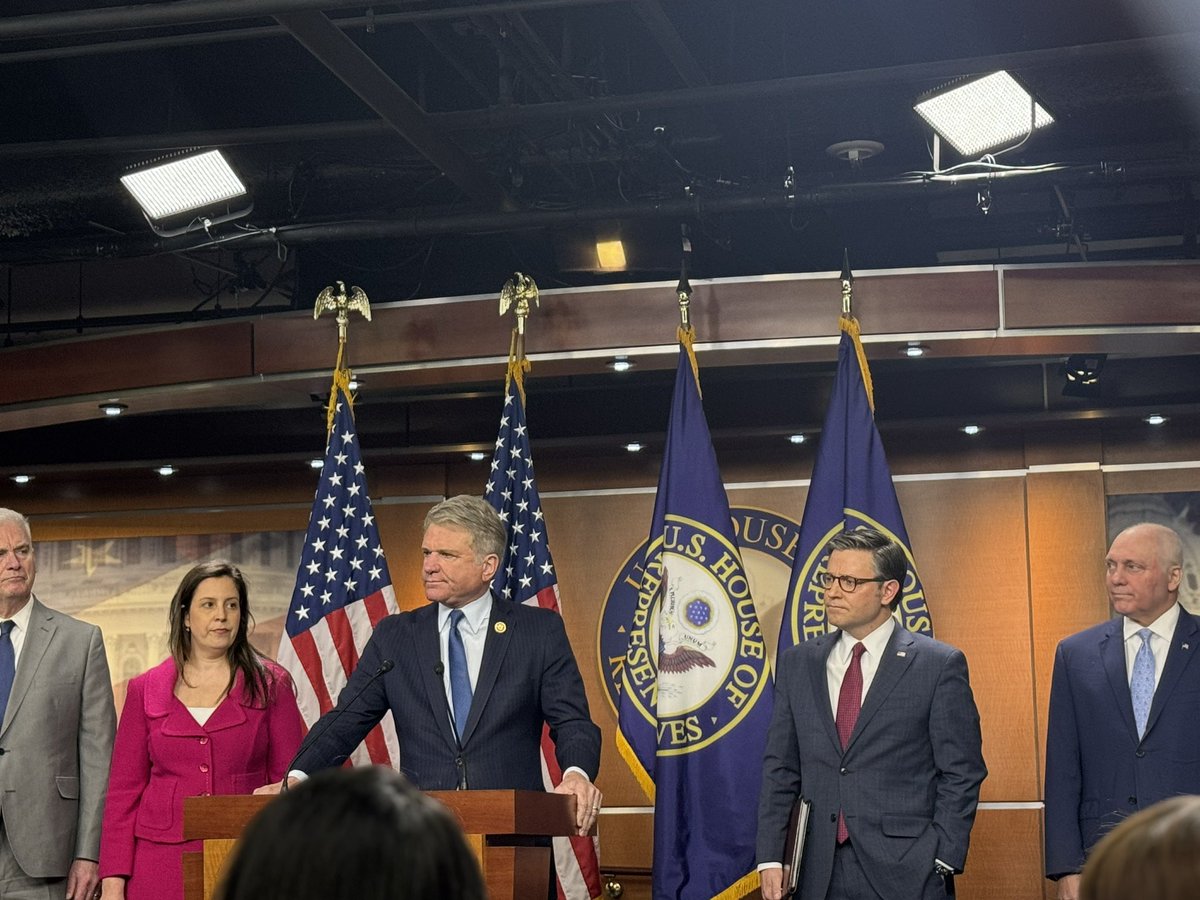 House GOP leaders hold presser as they now race to pass bills to send military aid to #Israel, #Ukraine . “The world is on fire, history will judge us by our action” - @RepMcCaul