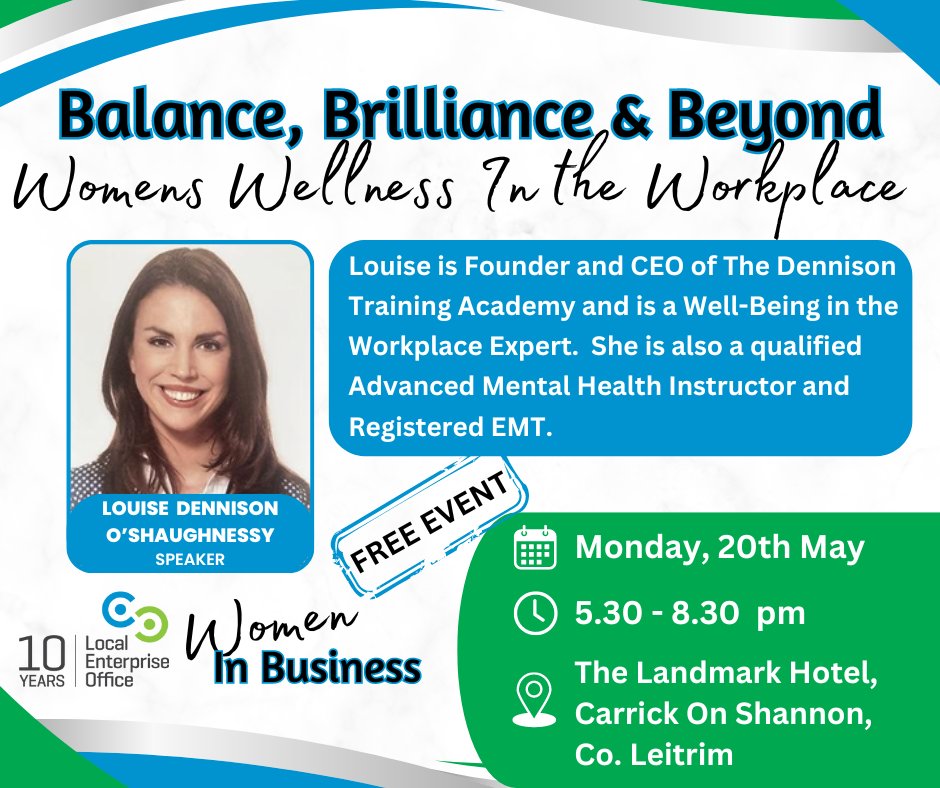 Why not join us for our summer 2024 Tri County (Leitrim, Longford and Westmeath) Women in Business event on Monday, 20th May. For further information and to register see bit.ly/49FW7XY