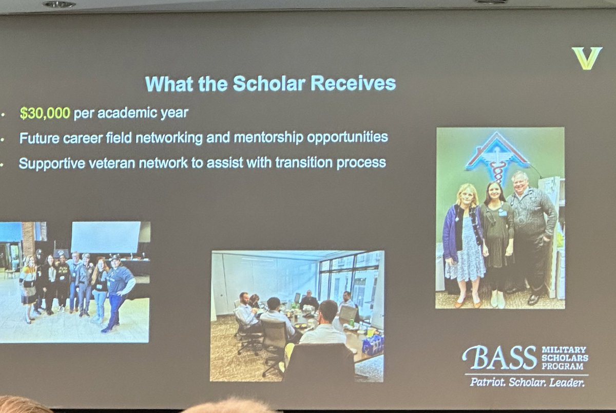 For transitioning service members & vets, @VanderbiltU has an additional scholarship of $30k per year in addition to veteran benefits for graduate school. Super impressed by the Bass Military Scholar Program!