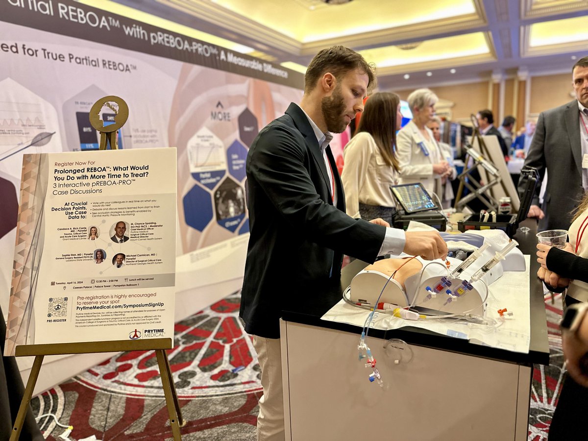 Day Two of #TCCACS2024 has kicked off! Have you stopped by the booth to learn more about Prytime’s pREBOA-PRO? Come learn more about the first and only FDA-cleared device that delivers true partial #REBOA, giving you #TimeToTreat.