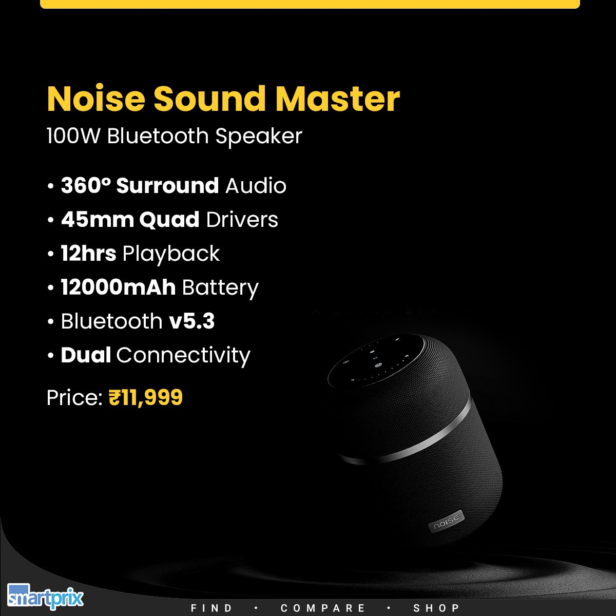 Smartprix's tweet photo. Noise Sound Master 100W Bluetooth Speaker launched in India https://t.co/FdiZPH4SRW
#Noise #SoundMaster #bluetoothspeaker #Bluetooth https://t.co/D6mIOATJHC