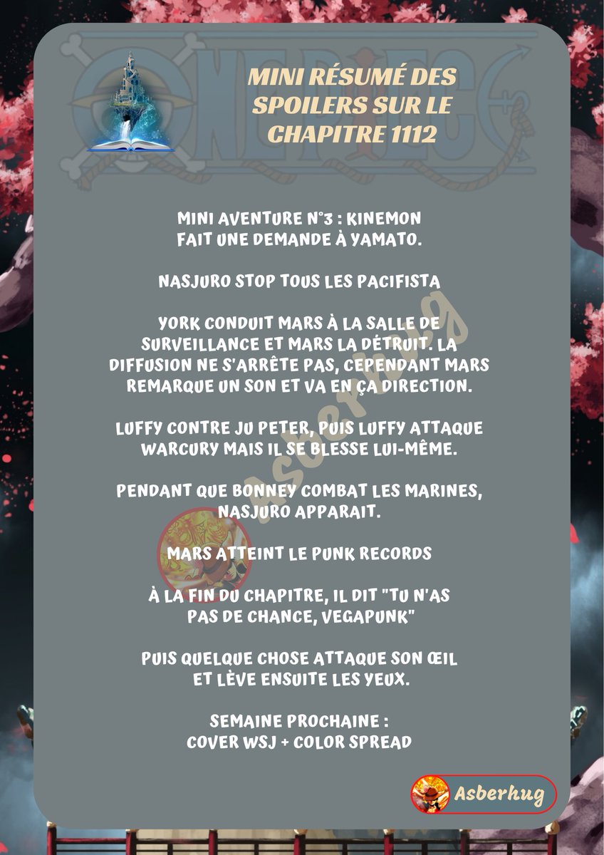 #ONEPIECE1112 #OPspoilers

Résumé des premiers spoilers par secretsauce sur TikTok du chapitre 1112 🏴‍☠️