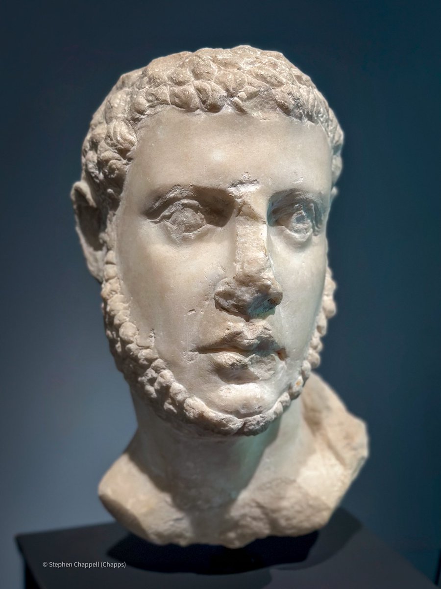 This portrait of Ptolemy IX of Egypt is a prime example of iconoclasm. In Egypt, statues were worshipped and offerings of food and wine were ‘consumed’. By defacing the eyes, nose, and mouth, he was effectively blinded, could not breathe, could not eat. 

#GettyVilla (83.AA.330)
