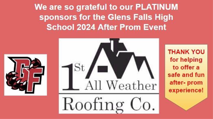 GlensFallsCSD's tweet photo. Big thanks to D'ELLA Honda of Glens Falls, J. Reid Menswear, and 1st All Weather Roofing Co for their huge support in providing a fun, safe, and awesome After-Prom Event for Glens Falls students!! 👏 We are #GFNation!! ❤🖤 Please give these businesses a "like"!! https://t.co/H7rOmcHKsQ