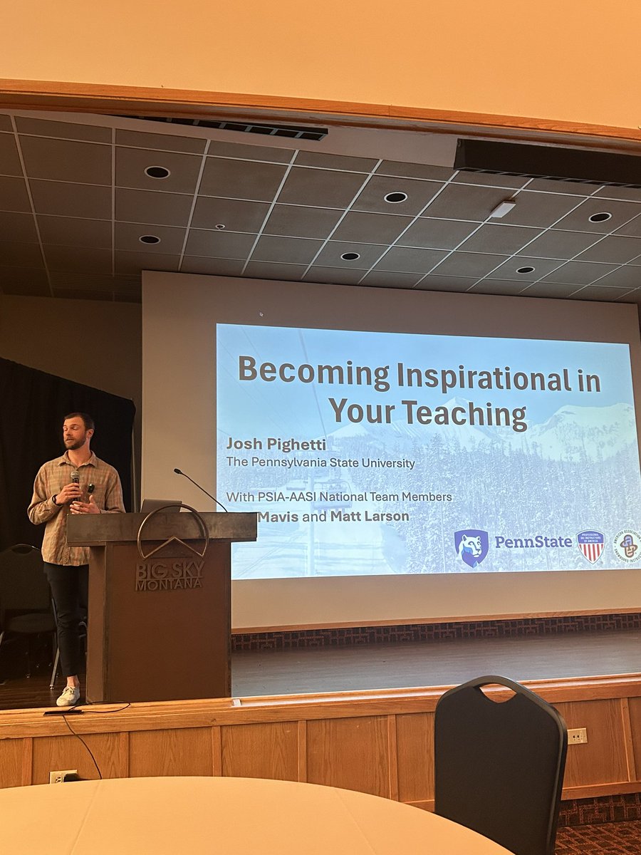 DrBrianSoulePGA's tweet photo. Proud @penn_state moment last night. RPTM PhD candidate Josh Pighetti presenting his research to a packed house at @TheSnowPros National Academy. We all left inspired! #snowpros @PennStateRPTM @pennstatehhd https://t.co/mVVXe4AqiD
