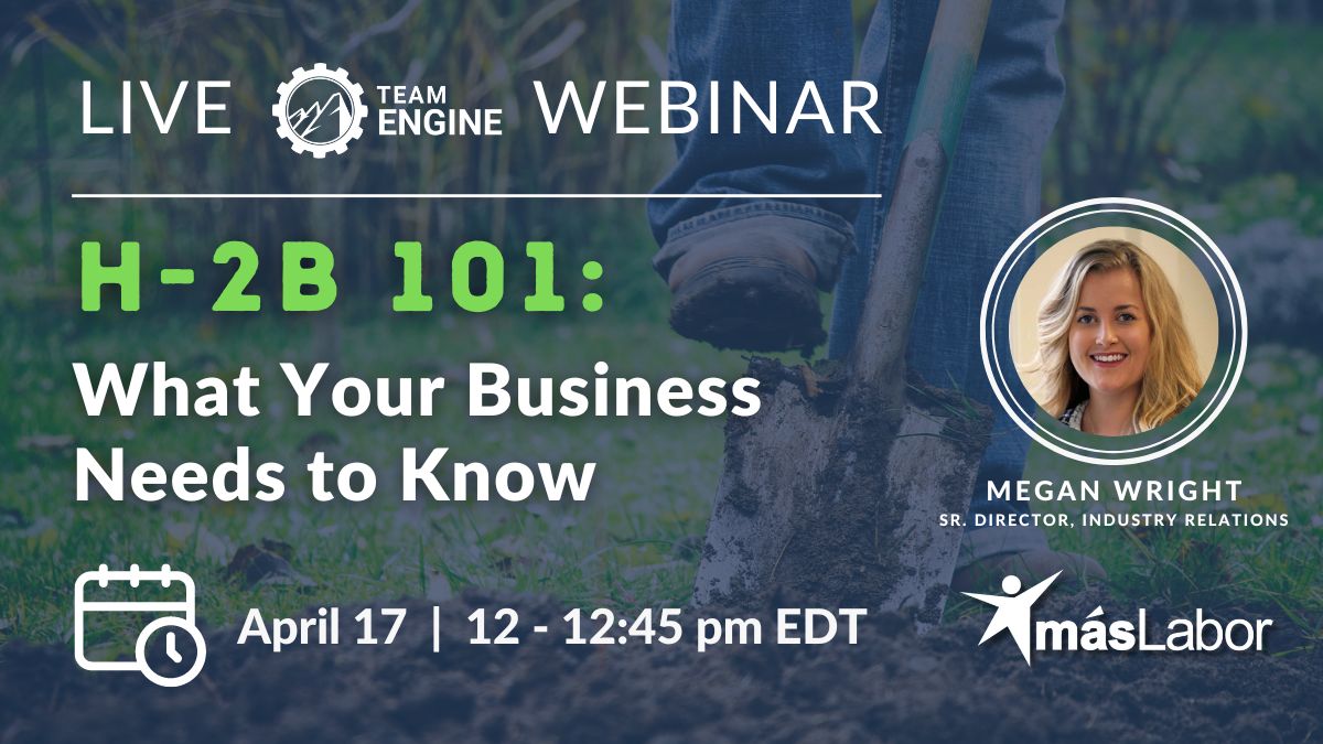 Join us TOMORROW for this session covering the in's and out's of the H-2B program for employers—including the program requirements, barriers to entry, and best practices for employers. ➡️get.teamengine.io/webinars/h2b-1… #H2 #H2B #SeasonalLabor #TemporaryWorkers