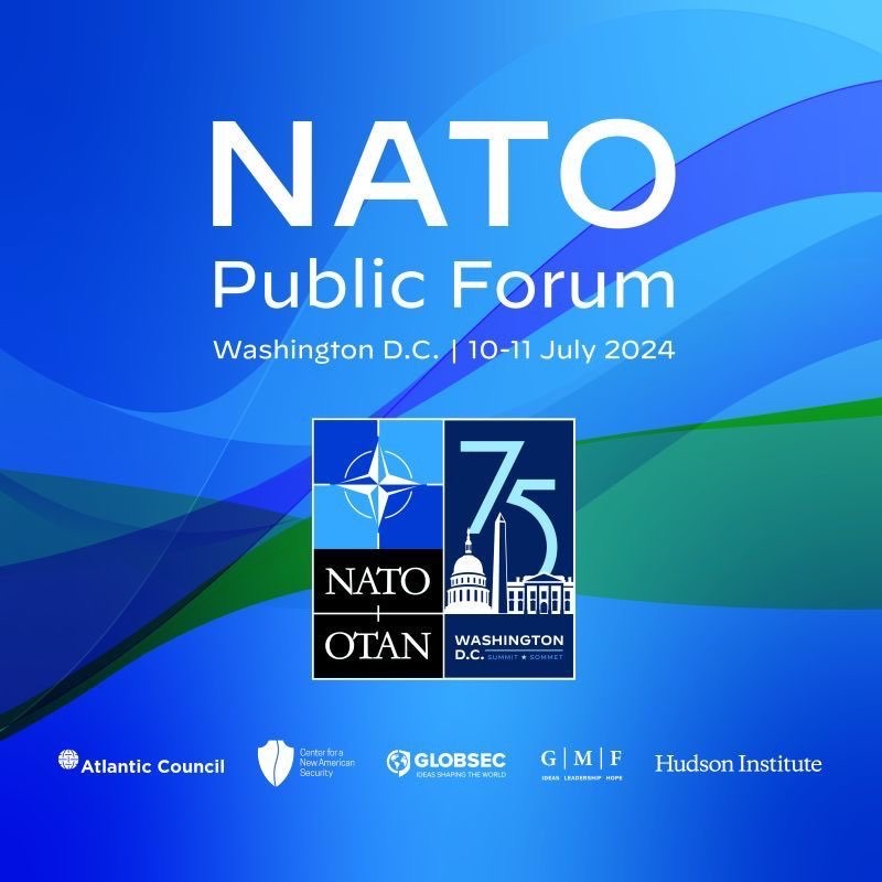 MDohaBesancenot's tweet photo. We are excited to announce that we are partnering with @AtlanticCouncil, @CNASdc, the @gmfus, @GLOBSEC and @HudsonInstitute to host the 2024 NATO Public Forum taking place in Washington D.C.

Stay tuned and save the date for July 10-11! 

#StrongerTogether #WeAreNATO https://t.co/XkFY3Aor5N