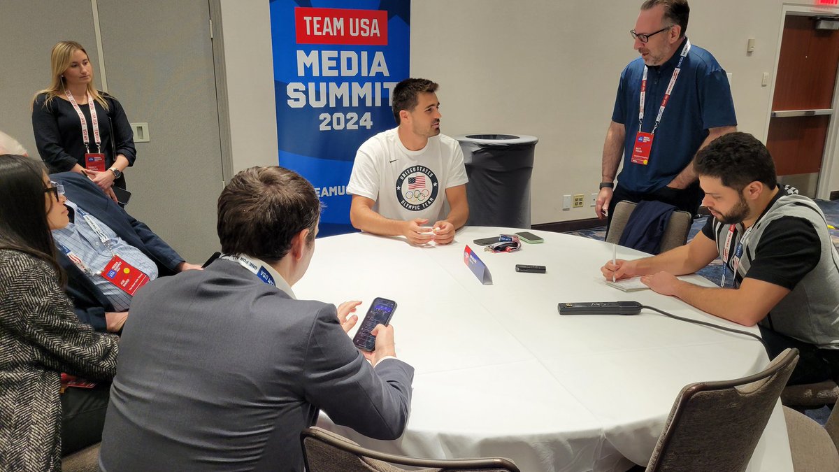 We appreciate all the media visiting with <a href="/TeamUSA/">Team USA</a> #waterpolo athletes today in NY. #Paris2024