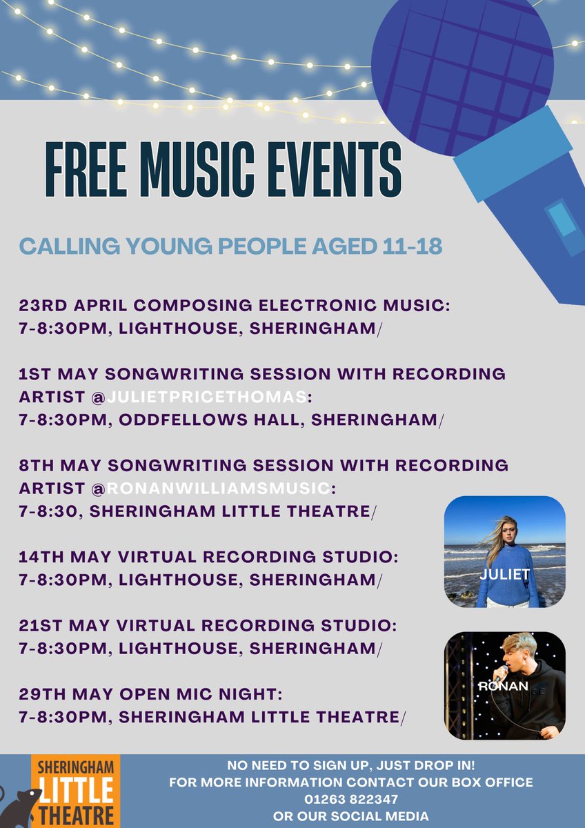 Fantastic opportunity for young people aged 11-18 interested in music, including a songwriting session with ex Cromer Academy pupil, JULIET.

julietofficial.co.uk