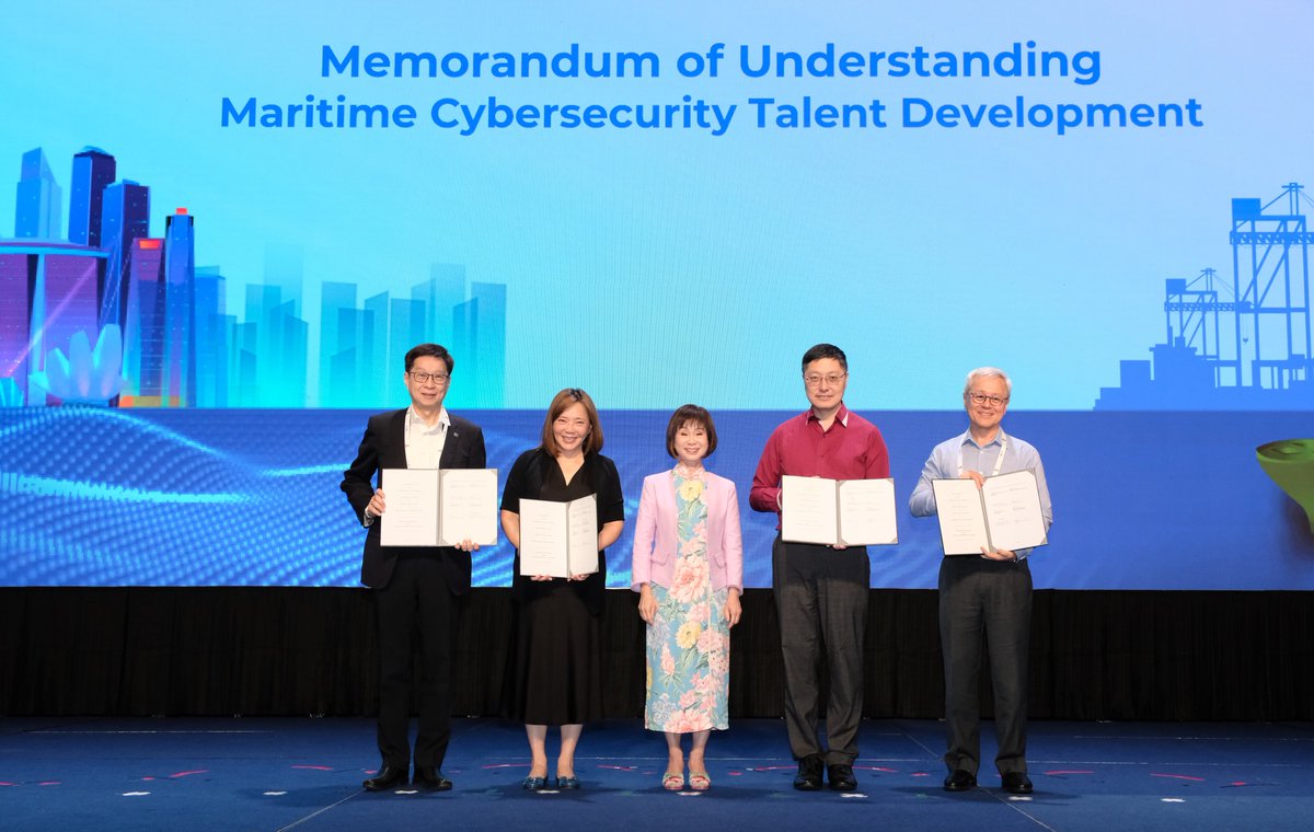 On Day 2 of #SMW2024, #MPA signed two other MoUs to strengthen maritime cybersecurity. - MoU with @TallinnTech, Foundation CR14, Singapore Maritime Institute and @sutdsg - MoU with Singapore Shipping Association, @singaporetech and @sutdsg go.gov.sg/mpa-smw2024-cy…