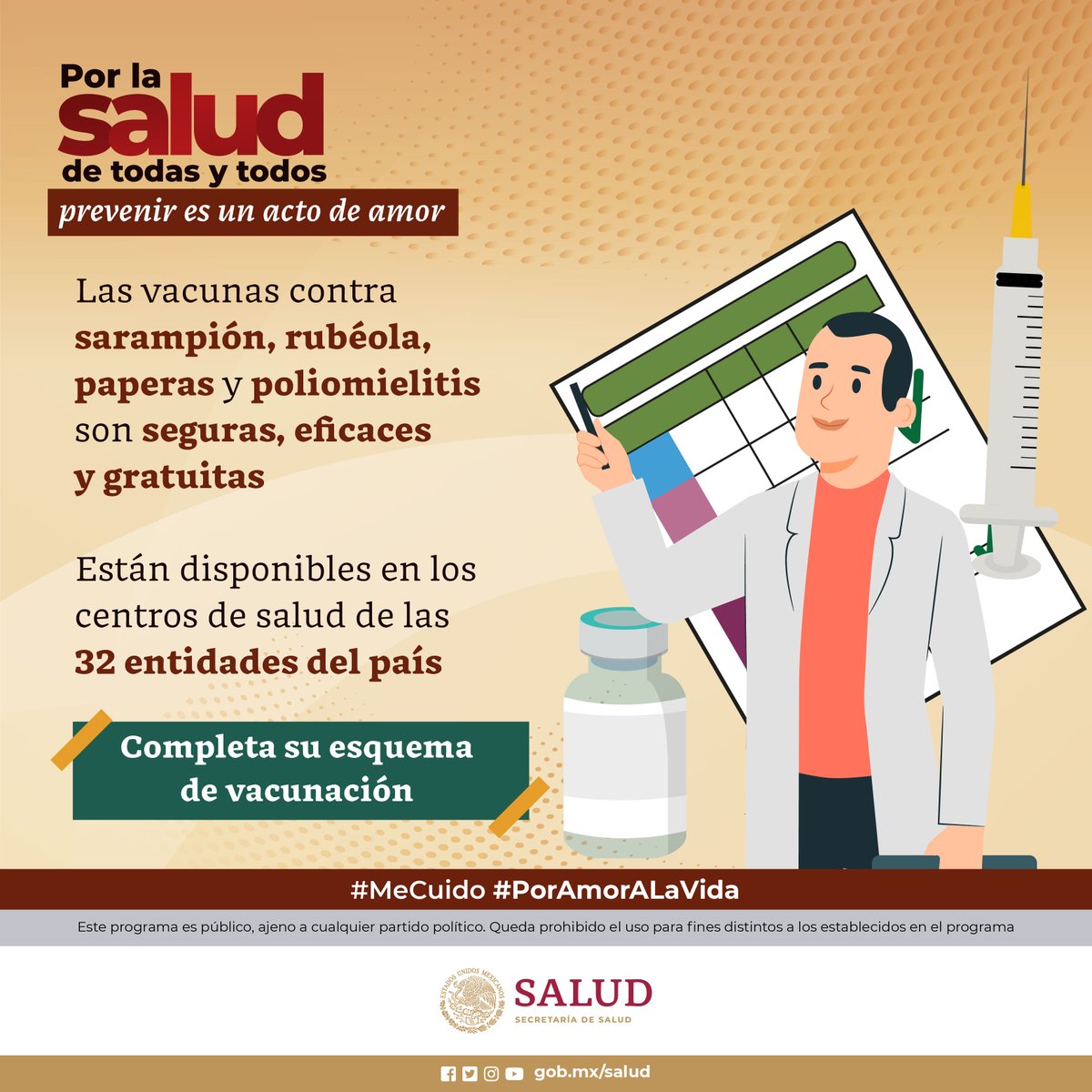 Por la salud de todas y todos, prevenir es un acto de amor 📷📷
📷 Completa el esquema de vacunación de tus hijos
#MeCuido #PorAmorALaVida #SIPINNA