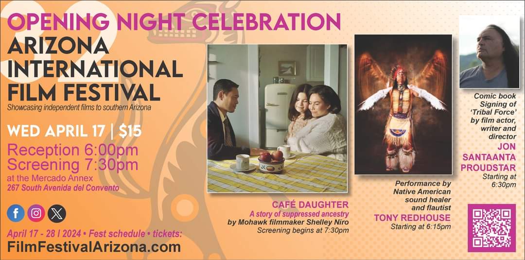 AZFilmFest's tweet photo. TOMORROW!!
The 32nd Arizona International Film Festival
starts Wednesday, April 17!
We will see you there!
.
#AzIFF
#AzIFF32
#CafeDaughter
#TonyRedhouse
#AzIFFHonoraryChair
#JonProudstar
#MercadoAnnex https://t.co/20vTqdFSmE