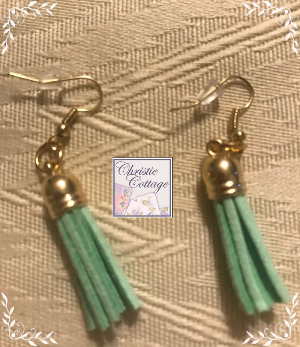Aqua #tassel #earrings, gold wires, Free shipping USA christiecottage.net/product/aqua-t… #cctag @ChristieCottage