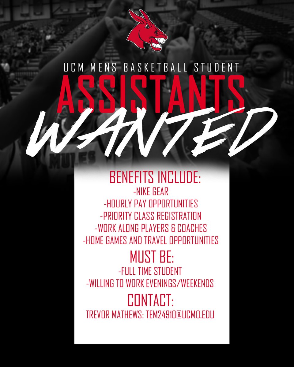 🚨UCM STUDENTS🚨 We are looking for Student Assistants to join our program!
