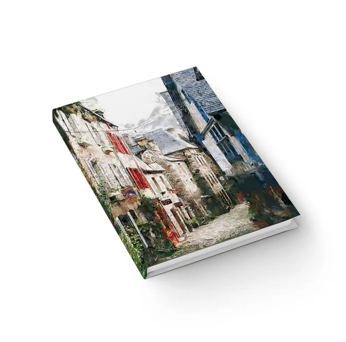 This is a journal. On the cover and back cover this artwork was added. It shows a European street scene. The rendering used is an oil painting.
#art #journal #streetscene #painting #artwork