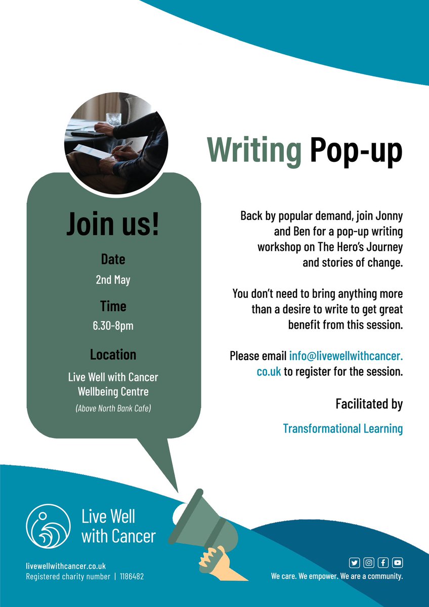 LiveWellwtCan's tweet photo. #savethedate for a number of pop up #workshops and coffee morning in May.
For more information please get in touch π
#livewellwithcancer #wecare #weempower #weareacommunity #cancer #charity #community #support #health #wellbeing #creativearts https://t.co/VVBncjSkBz