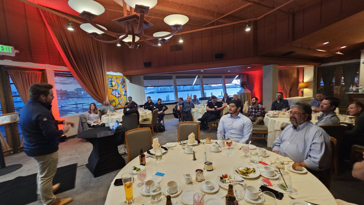 MIRO Industries', Jeff Capunay educated our chapter on rooftop support systems while Sioux Chief Manufacturing manned the table top to discuss  trench drain solutions as we met for our last dinner of the season at the iconic Scott's Seafood in Jack London Square.