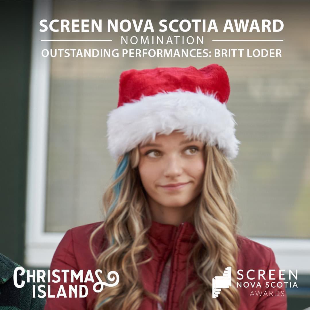 Congratulations to CHRISTMAS ISLAND actress, BRITT LODER on her Screen Nova Scotia Award nomination for ACTRA Maritimes Awards Outstanding Performance. #ChristmasIsland #ScreenNovaScotia