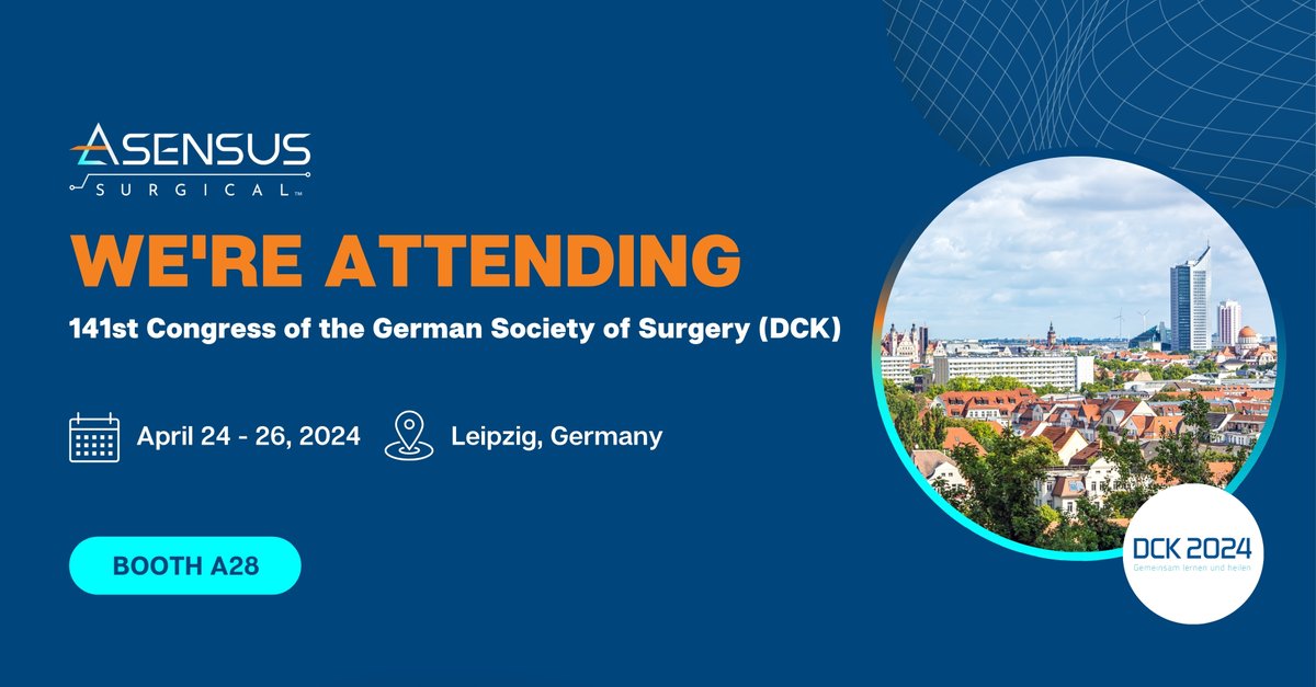 AsensusSurgical's tweet photo. Asensus is gearing up for @DCKongress in Leipzig, Germany, taking place from April 24-26 2024.
We will be highlighting the Senhance® Surgical System and our innovative digital solutions, which are redefining minimally invasive surgery.
#dck2024 #chirurgiekongress #dckdigital https://t.co/hdNmtJvFBi