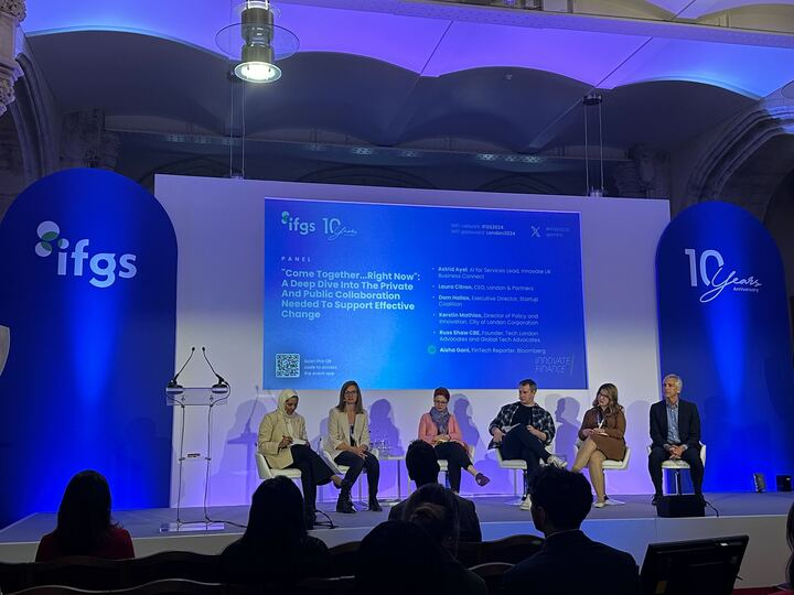 Congratulations @InnFin on 10 years...and great to participate in #IFGS2024 discussing public & private collaboration for fintech with @aishagani @astrinity @LauraCitron @dom_hallas + Kerstin Mathias - @TechLondonAdv @UKTechAdv @GlobalTechAdv @TLAFintech @JanineJoyHirt