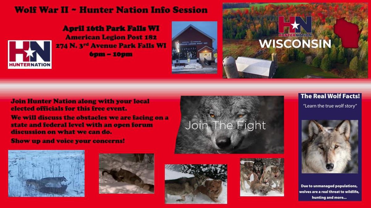 Hunter Nation Wisconsin Join us tonight for this free event to discuss what you can do in this fight. We will also be facebook live if you cannot make the meeting!