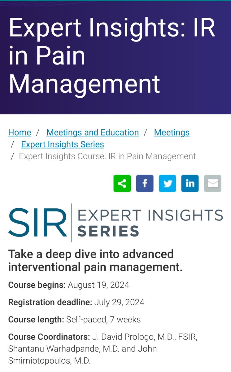 J. David Prologo, MD, FSIR, ABOM-D (@jdprologo) on Twitter photo Long awaited <a href="/SIRspecialists/">Society of Interventional Radiology</a> advanced #irad pain course is finally here! Registration is limited though please get your spot now 🙏🙏😄 sirweb.org/learning-cente… Long awaited <a href="/SIRspecialists/">Society of Interventional Radiology</a> advanced #irad pain course is finally here! Registration is limited though please get your spot now 🙏🙏😄 sirweb.org/learning-cente…