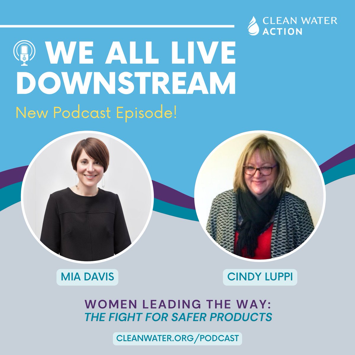 🎙Listen to our new #WeAllLiveDownstream podcast featuring incredible women leaders in the fight for safer products, safer chemicals, and a healthier future for all. With Mia Davis and Cindy Luppi! 🎧Now streaming on your favorite podcast platforms and @ cleanwater.org/podcast