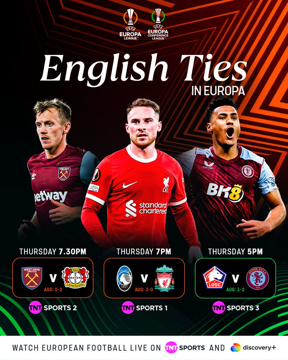 3⃣ English sides in action tonight! 🤩 📺 Watch all three on @tntsports & @discoveryplusUK