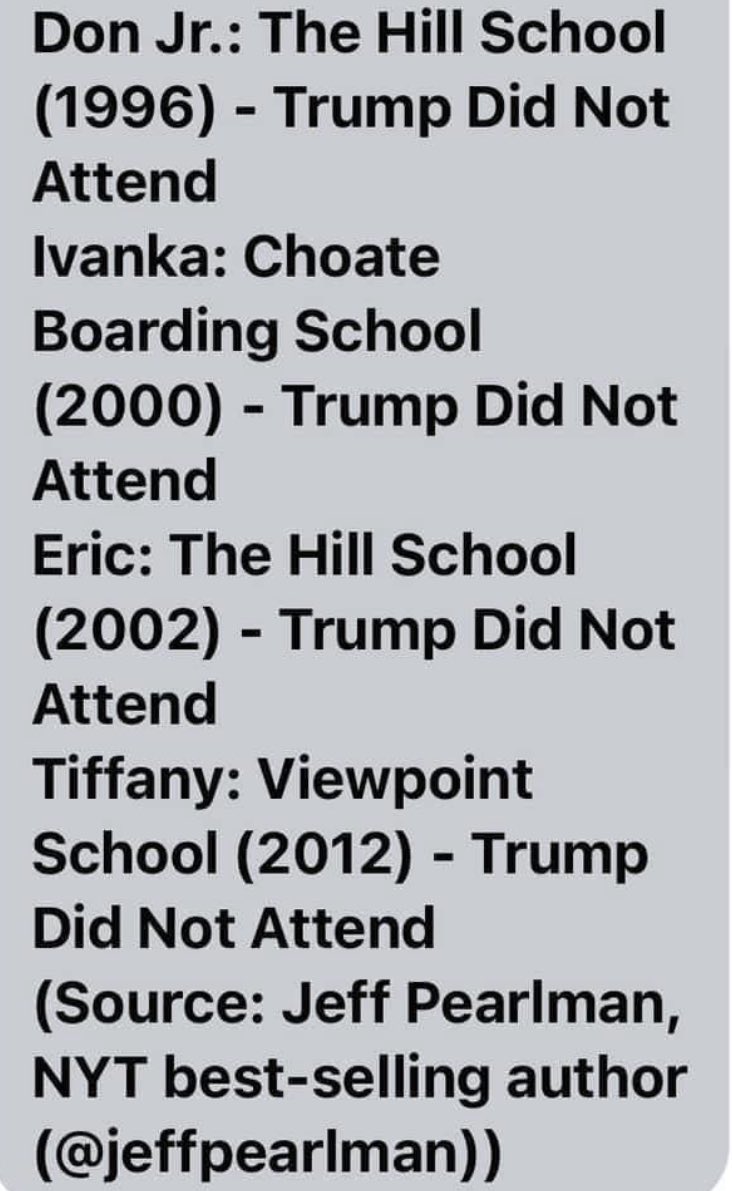 Trump is whining he can’t attend Barron’s graduation because of his criminal trial. First of all, that’s a lie, & secondly, he hasn’t attended any of his other children’s graduations including Don Jr, Ivanka, Eric & Tiffany! Perhaps, Stormy Daniels should attend the graduation!