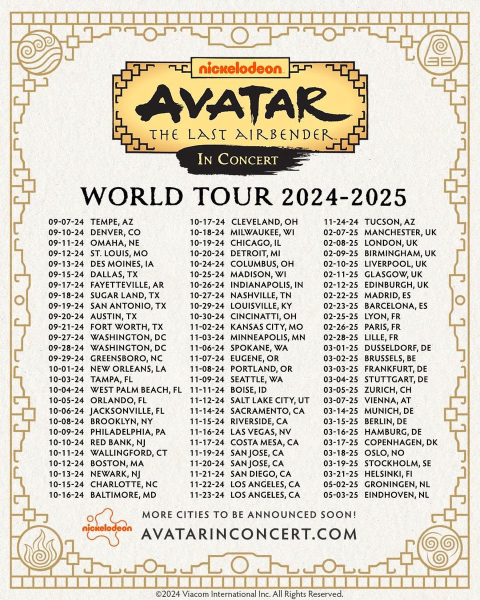 AVATAR WORLD TOUR DATES
