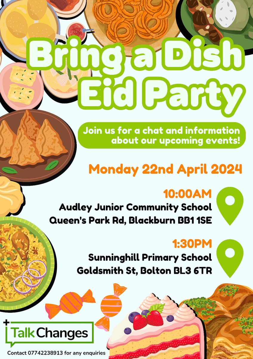 Out bring a dish Eid Party. Join us for a chat and a catch up. #mentalhealth #MentalHealthMatters @BoltonCVS @boltongpfed @BoltonCVS @LSCICB @GMMoving @GMMH_NHS @greatermcr @TalkingLSCFT