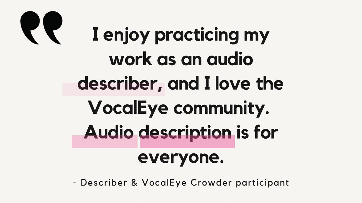 🎉Happy Audio Description Awareness Day! 

#VocalEye celebrates our dedicated team of Describers, our arts partners, our fantastic community, and all who make accessible cultural events possible. Audio Description is for everyone!

#AudioDescription #Accessibility #AccessArts