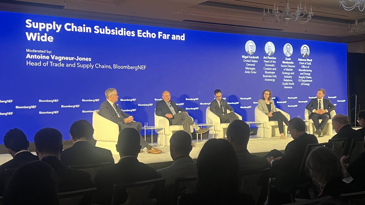 BCSE is at the #BNEFSummit in NYC today, hearing Art Fletcher, Head of Domestic Content for BCSE member @InvenergyLLC discuss the impact of the #InflationReductionAct on supply chains: 'The IRA is a game changer' spurring massive amounts of manufacturing.